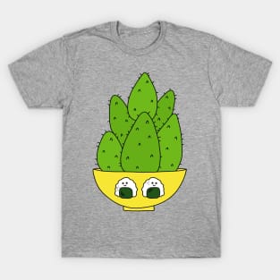 Cute Cactus Design #126: Cute Cacti Bunch In A Bowl With Onigiri T-Shirt